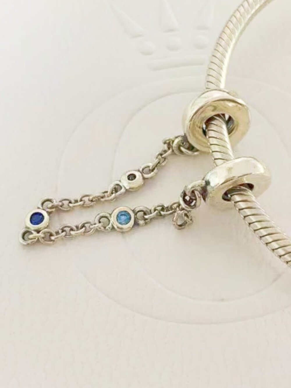 "Pandora Triple Blue Stone Safety Chain "
